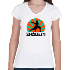 PRINTFASHION SHAOLIN - Női V-nyakú póló - Fehér női póló