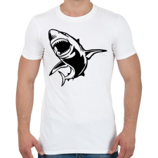 PRINTFASHION SHARK - Férfi póló - Fehér férfi póló