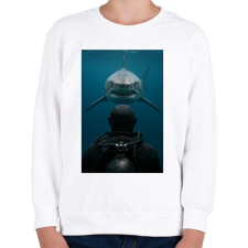 PRINTFASHION Shark - Gyerek pulóver - Fehér gyerek pulóver, kardigán