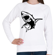 PRINTFASHION SHARK - Női pulóver - Fehér női pulóver, kardigán