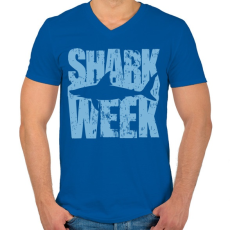PRINTFASHION Shark Week - Férfi V-nyakú póló - Királykék