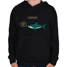 PRINTFASHION Sharkasm - Gyerek kapucnis pulóver - Fekete