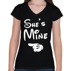 PRINTFASHION She is mine - Női V-nyakú póló - Fekete