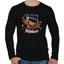 PRINTFASHION She's very happy Dachshund - Férfi hosszú ujjú póló - Fekete férfi póló