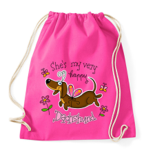 PRINTFASHION She's very happy dachshund - Sportzsák, Tornazsák - Fukszia tornazsák