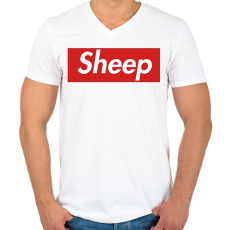 PRINTFASHION Sheep - Férfi V-nyakú póló - Fehér
