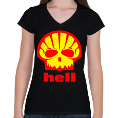 PRINTFASHION Shell - Női V-nyakú póló - Fekete