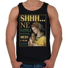 PRINTFASHION Shhh... ne szólj hozzám - Cicás - Férfi atléta - Fekete