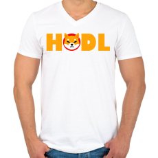 PRINTFASHION Shiba hodl - Férfi V-nyakú póló - Fehér