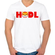 PRINTFASHION Shiba hodl - Férfi V-nyakú póló - Fehér férfi póló