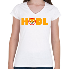 PRINTFASHION Shiba hodl - Női V-nyakú póló - Fehér női póló