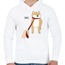 PRINTFASHION Shiba inu NEM sétál - Férfi kapucnis pulóver - Fehér férfi pulóver, kardigán