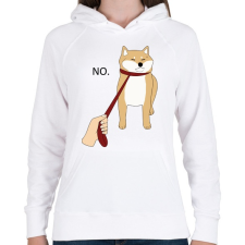 PRINTFASHION Shiba inu NEM sétál - Női kapucnis pulóver - Fehér női pulóver, kardigán