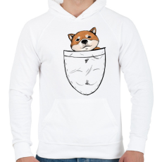 PRINTFASHION Shiba zsebminta - Férfi kapucnis pulóver - Fehér