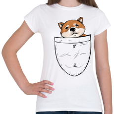 PRINTFASHION Shiba zsebminta - Női póló - Fehér