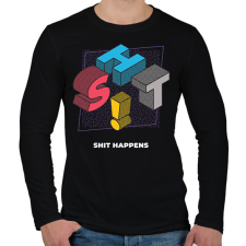 PRINTFASHION SHIT HAPPENS - Férfi hosszú ujjú póló - Fekete férfi póló