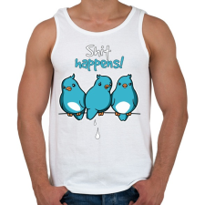 PRINTFASHION Shit happens - történnek szar dolgok - Férfi atléta - Fehér atléta, trikó