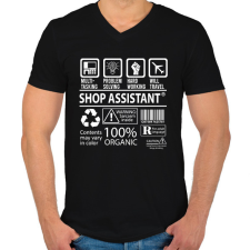 PRINTFASHION Shop assistant - Férfi V-nyakú póló - Fekete férfi póló