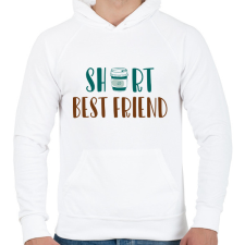 PRINTFASHION Short best friend - Férfi kapucnis pulóver - Fehér férfi pulóver, kardigán