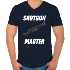 PRINTFASHION Shotgun Master - Fortnite (Fehér) - Férfi V-nyakú póló - Sötétkék férfi póló