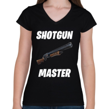 PRINTFASHION Shotgun Master - Fortnite (Fehér) - Női V-nyakú póló - Fekete női póló