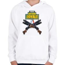 PRINTFASHION Shotguns Fortnite  - Gyerek kapucnis pulóver - Fehér gyerek pulóver, kardigán