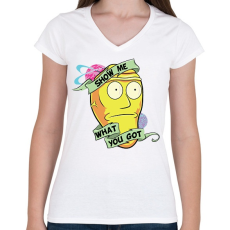 PRINTFASHION Show me - Női V-nyakú póló - Fehér