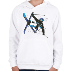 PRINTFASHION Síelés - Gyerek kapucnis pulóver - Fehér