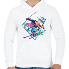 PRINTFASHION Síelő - Férfi kapucnis pulóver - Fehér férfi pulóver, kardigán