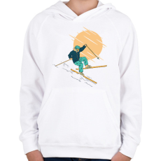 PRINTFASHION Síelő - Gyerek kapucnis pulóver - Fehér