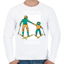 PRINTFASHION Síelős apa-fia - Férfi pulóver - Fehér férfi pulóver, kardigán