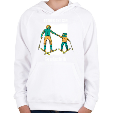 PRINTFASHION Síelős apa-fia - Gyerek kapucnis pulóver - Fehér gyerek pulóver, kardigán