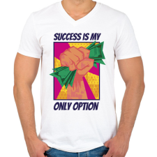 PRINTFASHION Siker az egyetlen opció - Férfi V-nyakú póló - Fehér férfi póló