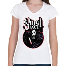 PRINTFASHION Sikoly - ghost face - Női V-nyakú póló - Fehér női póló