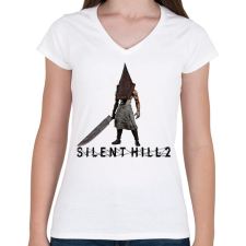 PRINTFASHION Silent hill 2 pyramid head - Női V-nyakú póló - Fehér női póló