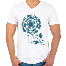 PRINTFASHION SIMPLE - Férfi V-nyakú póló - Fehér férfi póló