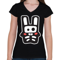 PRINTFASHION sims.bunny - Női V-nyakú póló - Fekete