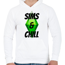 PRINTFASHION Sims&chill - Férfi kapucnis pulóver - Fehér