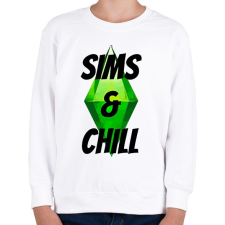 PRINTFASHION Sims&chill - Gyerek pulóver - Fehér gyerek pulóver, kardigán