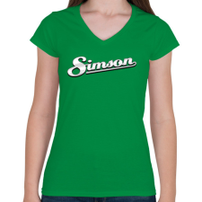 PRINTFASHION Simson Logó 3D (fémes stílus) - Női V-nyakú póló - Zöld női póló