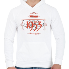 PRINTFASHION since-1953-red-black - Férfi kapucnis pulóver - Fehér férfi pulóver, kardigán