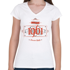 PRINTFASHION since-1961-red-black - Női V-nyakú póló - Fehér női póló