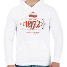 PRINTFASHION since-1972-red-black - Férfi kapucnis pulóver - Fehér férfi pulóver, kardigán