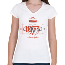 PRINTFASHION since-1973-red-black - Női V-nyakú póló - Fehér női póló