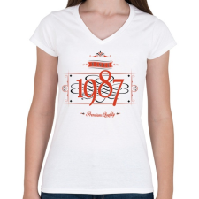 PRINTFASHION since-1987-red-black - Női V-nyakú póló - Fehér női póló