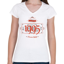 PRINTFASHION since-1995-red-black - Női V-nyakú póló - Fehér női póló