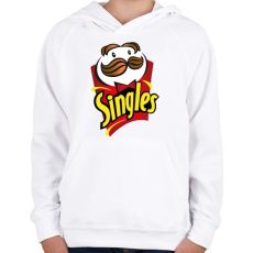 PRINTFASHION Singles - szinglik - Pringles paródia - Gyerek kapucnis pulóver - Fehér