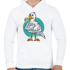 PRINTFASHION Sirály - Férfi kapucnis pulóver - Fehér férfi pulóver, kardigán