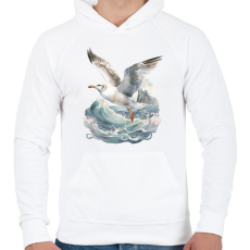 PRINTFASHION Sirály - Férfi kapucnis pulóver - Fehér