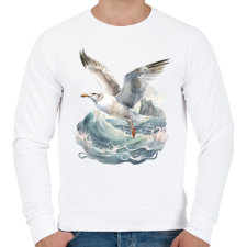 PRINTFASHION Sirály - Férfi pulóver - Fehér férfi pulóver, kardigán